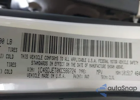 2019 Dodge Durango Citadel Awd из США, поврежденный, VIN 1C4SDJET0KC586724